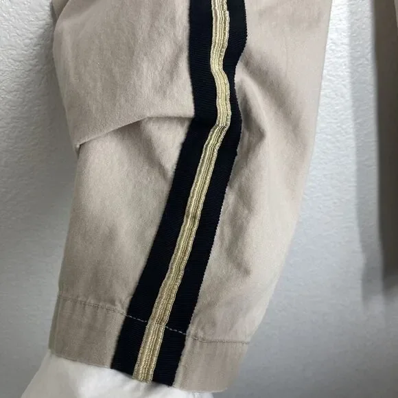 Zadig & Voltaire Pants Womens 36 Beige Tuxedo Stripe Gold Trim Casual Cotton - Picture 6 of 9